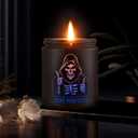 Scented Candle for Men with Color Sensor Light, Stay Positive Skeleton Man Black Aromatherapy Candles, Natural Hand Poured, 7 oz Soy Candle Gift for Christmas