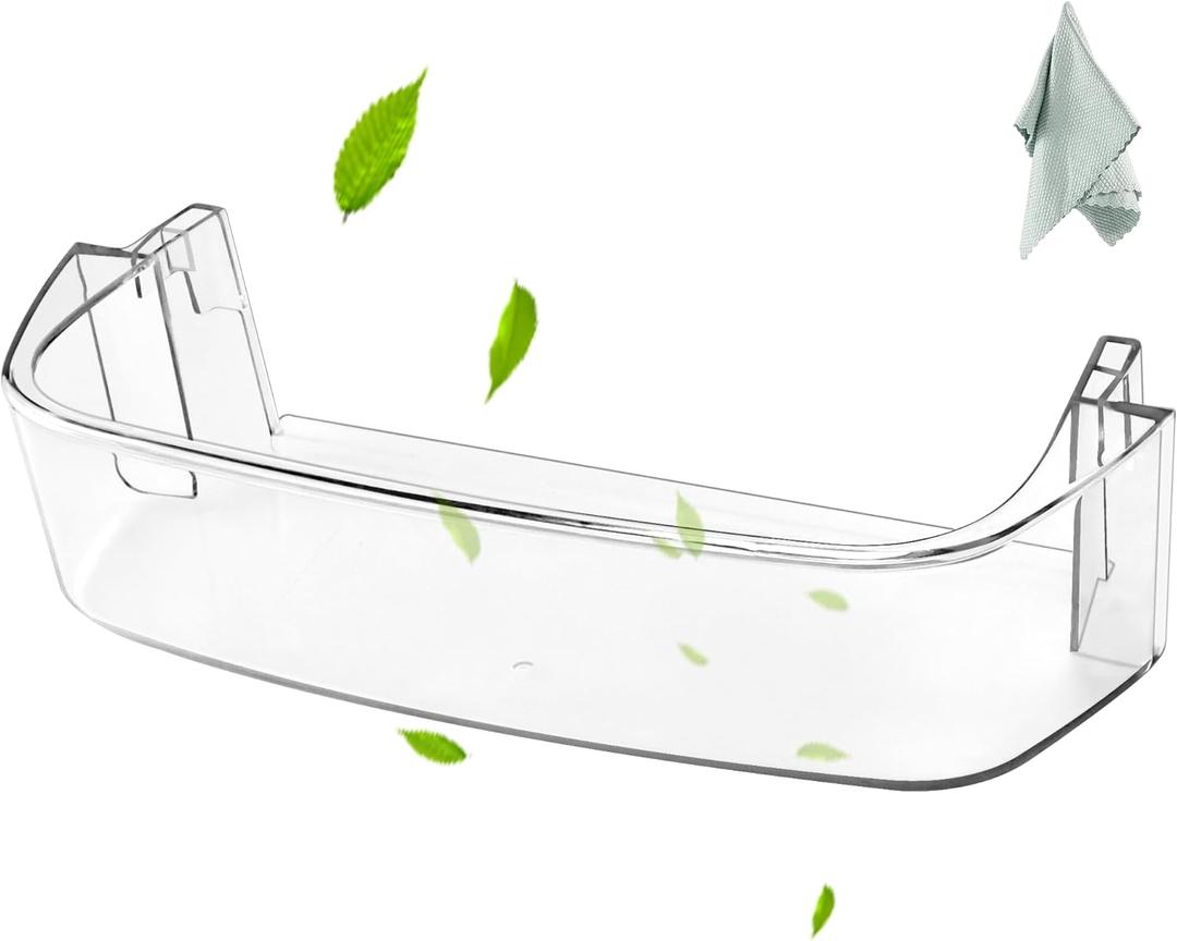 AMI PARTS WPW10430639 W10324876 Freezer Door Shelf Bin compatible with Whirlpool Kenmore Refrigerator Door Shelves-Fit for Freezer Side Door (transparent)-Send Scouring Pad