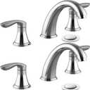 Bathroom Sink Faucet, Faucet for Bathroom Sink, Widespread Chrome Bathroom Faucet 3 Hole with Stainless Steel Pop Up Drain and cUPC LeadFree Hose  (Chrome 2 Packs)