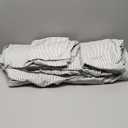 MooMee Striped Duvet Cover Set 100% Washed Cotton Linen Like Textured Breathable Durable Soft Comfy (Heathered Green Pinstripes, King 104"x90")