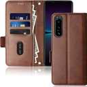 Xperia 5 IV Folio case flip Cases PU Leather Wallet Phone Cover (Xperia 5 IV Brown)