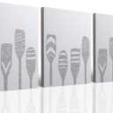 Set of 3 Framed Paddle Oar Nautical Poster Canvas Wall Art Prints Vintage Lake House Wall Decor Oar Paddles Pictures Aesthetic Coastal Paintings for Beach Coastal Lake House Decoration 12x16 inch (Black and White Oar 01)