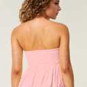 Womens Tiered Ruffled Tube Top Sweetheart Neck Drawstring Ruched Front Tube Tops Smocked Back Halter Babydoll Tops Pink (Pink)