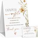 Boho Floral Diaper Raffle Sign, Diaper Raffle Tickets for Baby Shower, 1 Standing Sign & 50 Tickets, Gender Neutral Tickets for Baby Shower Party Favor Decorations Supplies
