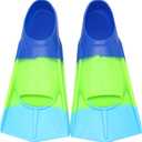 Kids Swim Fins,Short Comfortable Flippers for Lap Swimming and Training for Child,Girls,Boys,Beginners (XXS(US Kids 11-12.5), Blue/Green/Skyblue)