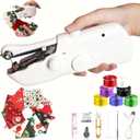 Handheld Sewing Machine for Beginers, 8 Pieces New Year's Fabric,Dual Power Supply Sewing Tool,Mini Sewing Machine Perfect for Home Travel Cloth Repair,2026 New Year DIY Gifts