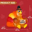 JOIEDOMI 6FT Thanksgiving Inflatable Turkey Decoration Outdoor, Light Up Inflation Turkey with LED, Happy Thanksgiving Blow Up Yard Decorations for Outside, Yard, Garden, Lawn, Party Supplies