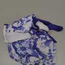 Women's One Piece Swimsuit with Beach Cover Up Retro Floral Print Bathing Suits with Coverup Set Sarong Wrap Swim Suit 1 Piece Swimwear Set with Matching Skirt Blue White Floral Large