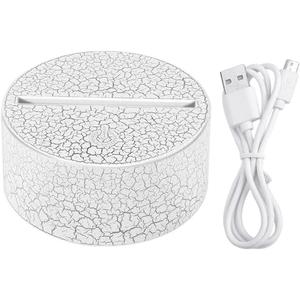 Acrylic 3D LED Lamp Base Table Night Light Base LED 7 Color-Adjust Te Control Lighting Accessories Bulk - (Color: White Lava Base)