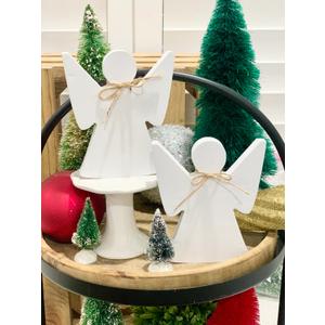 Angel Table Decor Indoor, Christmas Winter Wooden Standing Decorations, Farmhouse Angel Figurine, Tiered Tray Tabletop Centerpieces for Home, Kitchen, Fireplace, Holiday Party