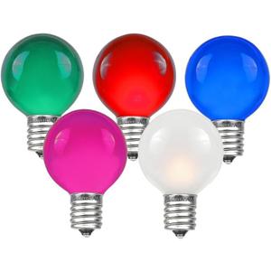 Novelty Lights Incandescent G30 Globe Replacement Bulbs - Outdoor Individual Bulbs for Events, Holiday Parties, Patios, and More - C7/E12 Candelabra Base, 5 Watt Lights (Multi, 25 Pack)