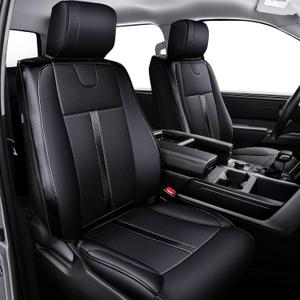 Carlimeki Leather Seat Covers Custom Fit for Tundra 2026 2025 2024 2023 2022 CrewMax SR, SR5, Limited, Platinum, 1794 Edition, TRD Pro, Capstone - Carbon Fiber - Premium Faux Leather Fully Covered