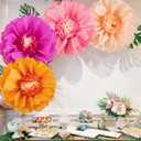 SUNBEAUTY Large Paper Flowers Decorations 4PCS 20'' Pink Orange Giant Paper Flowers Large Crepe Tissue Flower Decorations for Girls Women Birthday Baby Shower Spring Summer Wedding Wall Decor