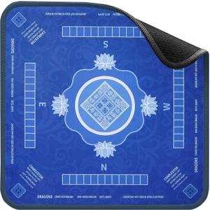 Mahjong Mat, 31.5" x 31.5" Mahjong Mat for Table with Rules, Waterproof Surface Mah Jongg Mats, Anti Slip & Noise Reduction Gaming Mat for Poker/Cards/Board Games/Tile Games, Mahjong Tablecloth
