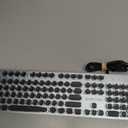 EWEADN TK100 Typewriter Keyboard Wired Mechanical Keyboard, 104 Keys Aesthetic Typewriter Keyboards with White Backlit, Anti-Ghosting, Blue Switch Wired Cute Keyboards-Black