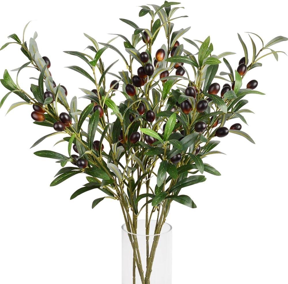 10 PCS 18 Inch Artificial Olive Branches for Vases - Realistic Faux Olive Tree Stems with Lifelike Leaves & Fruits, DIY Centerpiece Decor for Home Wedding Office Cafe, Includes Easy-Bend Wire