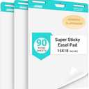 SHARBDA Sticky Mini Easel Pad, 15 x 18 Inches, Self Stick Flip Chart Paper,Sticky Chart Paper for Teachers, Anchor Chart Paper for Office, 30 Sheets/Pad, 3 Pad