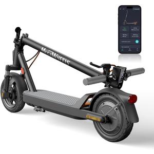 MEGAWHEELS Electric Scooter,Electric Scooter Adults with Suspension,10in Pneumatic Tires,350W Motor,19 Miles Long Range,15.5 Mph,E Scooter with Smart APP Control for Commuting, Outdoor, Short Travel