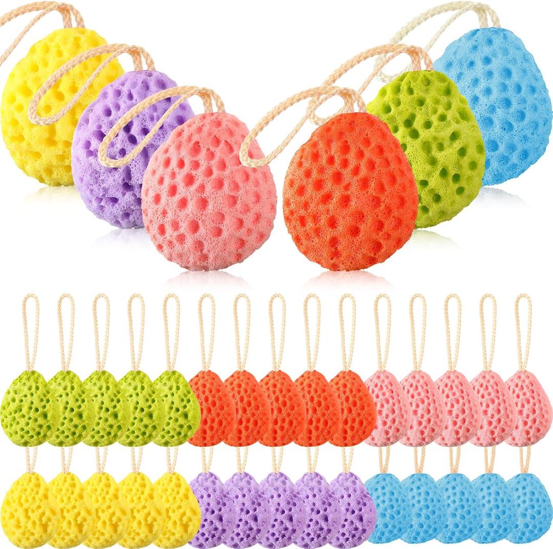 FoldTier 36 Pcs Bath Sponge Deep Cleansing Body Loofah Gentle and Deep Exfoliating Body Scrubber Bath Accessories Men Women Baby Sponge for Bathing Shower (Multicolor)
