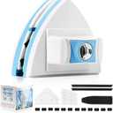 Double-Sided Magnetic Window Cleaner - Adjustable Magnetic Equipment Cleaning Brush ToolFits 3 - 30 mm Glass Thickness, 2.5m Safety Rope for High-Rise & Auto Glass, Safe Anti-Pinch Wiper (Blue)