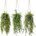 3 Packs Fake Hanging Plants with Black Pots, 20" Artificial Hanging Plants for Wall Decor, Fake Fern Plants Mandala Vine for Home Bathroom Bedroom Kitchen Office Room Decor