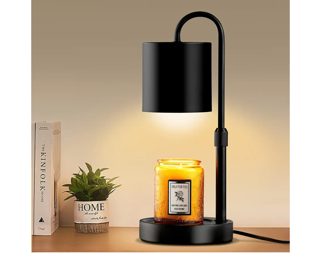 Briever Dimmable Candle Warmer Lamp with Timer, Height Adjustable Electric Candle Wax Warmer, Christmas Birthday Gifts for Women Mom, House Warming Gifts New Home Room Decor, Black Solid Wood Base