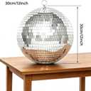 12inch Disco Ball Mirror Balls Large Hanging Disco Balls for Party Decorations, Weddings, Events, (12inch Disco Ball x 1pc, Replacement Mirror x 15pcs)