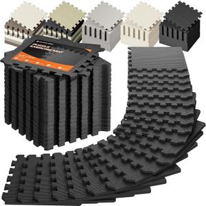 SUPERJARE Gym Floor Mats, EVA Foam Puzzle Exercise Mats, Interlocking Floor Mats, Cushioned Foam Floor Tiles, Gym Flooring Workout Mat for Home Gym, Playroom, Garage, 12.6"x12.6"x0.4"