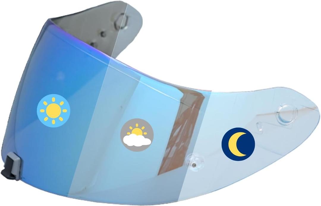 Photochromic Visor Compatible With R1 Air,T520,ST1400 Replacement Transition Motorcycle Helmet Face Shield Visor (R1 Air,T520,ST1400 Clear Blue To Ice Blue) Photochromic Visor Compatible With R1 Air,T520,ST1400 Replacement Transition Motorcycle Helmet Face Shield Visor (R1 Air,T520,ST1400 Clear Blue To Ice Blue)