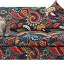SearchI Sofa Cover Couch Covers, 4 Pieces Sofa Slipcover with 3 Separate Cushion Covers Stretch Soft Furniture Protector for Living Room Couch Cover for Pets Kids(Sofa, Paisley Floral)