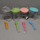 4 Pack Creami Swirl Pints & Lids for Ninja, Compatible with NC700 Series Ninja Swirl Ice Cream & Soft Serve Makers, with 4 Spoons & 64 Writable Labels, BPA-Free & Dishwasher Safe, Assorted Colors