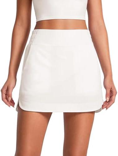 CRZ YOGA High Waisted Golf Skirts for Women A Line Tennis Athletic Casual Skort with Inner Shorts Pockets Milky White (Bone) X-Large CRZ YOGA High Waisted Golf Skirts for Women A Line Tennis Athletic Casual Skort with Inner Shorts Pockets Milky White (Bone) X-Large