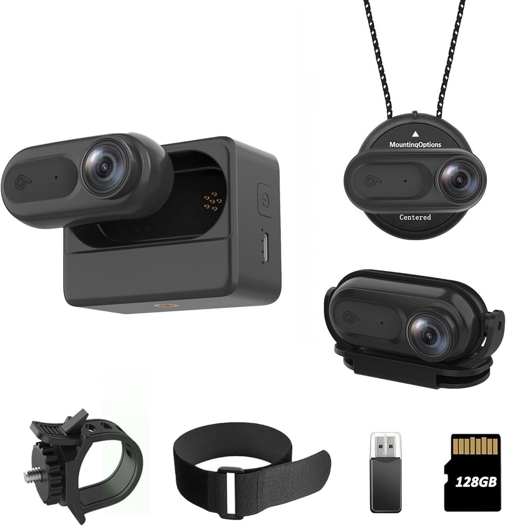 Mini Body Camera 1080P - IPX7 Waterproof, 128GB Storage, 2500mAh Charging Case, Magnetic Lanyard,Auto Loop Recording Body Worn Camera for Pets, Travel, Work, Water Sports, Outdoor Adventures(Black)