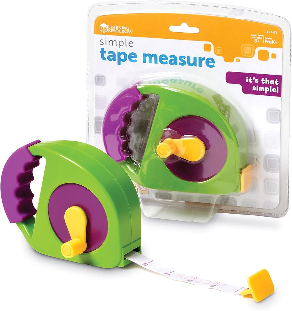 Learning Resources Simple Tape Measure - Kids Construction Toys, Preschool Activities, Pretend Play for Toddlers , Height Measurement Counting Tool, Fine Motor Skills, Homeschool