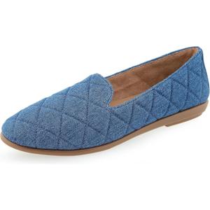 Aerosoles Women's Betunia Slip-On Loafer with Memory Foam Footbed (12 Wide, Med Blue Quilted Denim)