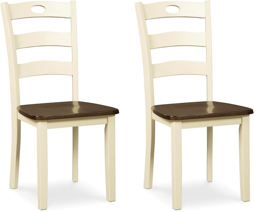 Signature Design by Ashley Woodanville Dining-Chairs, Cream & Brown