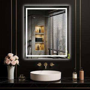 LOAAO 24"X28" LED Mirror for Bathroom, Lighted Bathroom Mirror with Lights, Anti-Fog, Dimmable, Memory Function, Clear Reflection