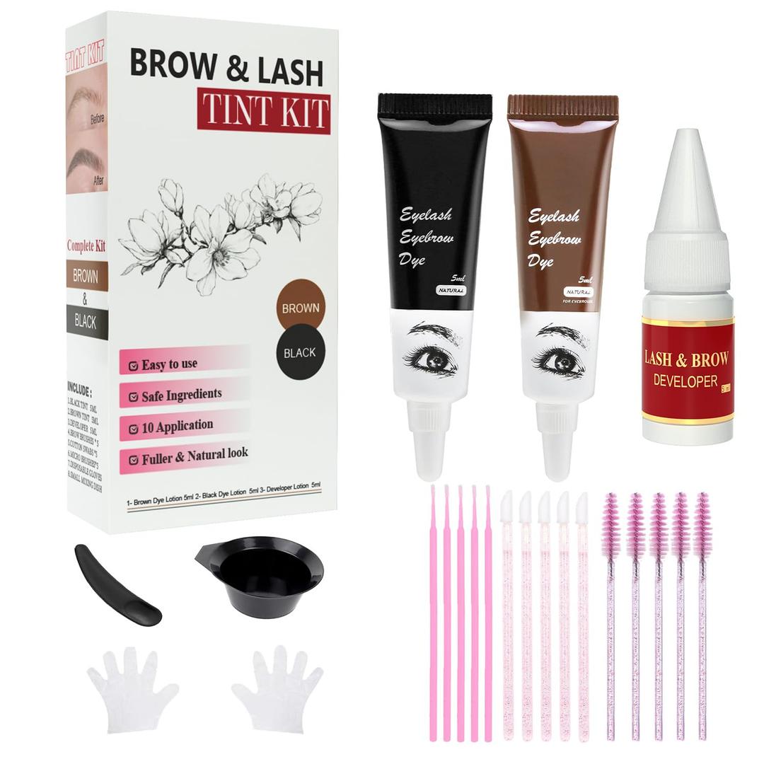 Black and Brown Eyebrow Color Kit for Women Waterproof Instant Result Lash Color Kit Salon or Home Use