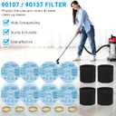 8 Pack 90107/90137 Reusable Dry Filters and 4 Pcs 90585 Foam Sleeve Filter Kit Replacement for Shop Vac 5 Gallon and Above Wet/Dry Vacuum, Part# 9010700, 9013700, 9058500, with 6 Retaining Bands