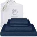 Threadmill Egyptian Cotton Full Size Sheet Set | 100% Certified Egyptian Cotton Sheets for Full Size Mattress | Bed Sheets with Deep Pocket | Soft Damask Jacquard Cooling Bedding Set | Folkstone Blue