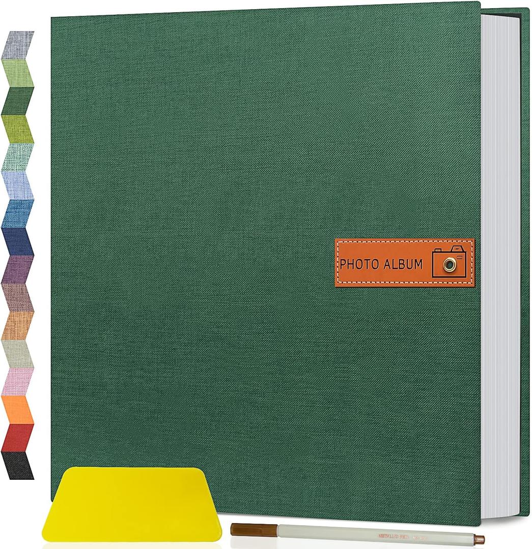 Popotop Large Photo Album Self Adhesive 4x6 5x7 8x10 Scrapbook Album DIY Picture Book,Gifts for Mom,Family Baby and Wedding,with Metal Pen and Plastic Board