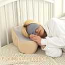 XWZO Laptop Lap Desk with Cushion, Ergonomic Wrist Rest Home Office Laptop Desk, Portable Memory Foam Arm Rest Gaming Pillow, Work or Sleep Pillow Stand for Bed, Eye Mask Included, Beige