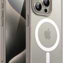 JETech Magnetic Case for iPhone 15 Pro 6.1-Inch Compatible with MagSafe, Translucent Matte Back Slim Shockproof Phone Cover (Natural Titanium)