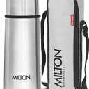Milton Thermosteel Flip Lid Flask 350, Double Walled Vacuum Insulated Thermos 350 ml | 12 oz | 24 Hours Hot and Cold Water Bottle with Cover, 18/8 Stainless Steel, BPA Free, LeakProof | Silver