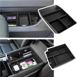 Center Console Organizer Compatible with 2024-2025 Chevy Traverse Accessories, 2PCS Armrest Storage Tray and Armrest Bottom Tray Storage Box for Sunglasses