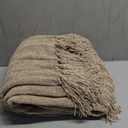 Chenille Throw Blanket for Couch with Tassels,50"X60" Soft Cozy Lightweight Knitted Boho Decorative Blankets for Bed and Sofa,Taupe