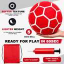 Halloscume Soccer Tennis Game Set with 6.4 x 2 ft Portable Easy Set-Up Net, a Soccer with Ball Pump, Drawstring Backpack for Men Women Athletic Gym Outdoors Indoors Backyard Beach, Red