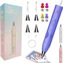 LORBIFIN Electric Kit, Vacuum Suction Drill Picker, Rechargeable Art Tool with 3 Modes, 4 Heads & Locators for 5D (Purple)