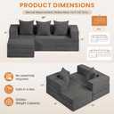 Boneless Couch Small, Convertible Sleeper Sofa Bed, Mini Modular Sectional Sofa, Tri-Folding Cloud Couch with L-Shape Chaise, Corduroy Futon Couch for Small Spaces, Bedrooms, Playrooms, No Assembly, 68"
