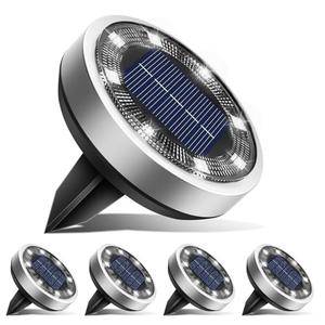 btfarm 6 Pack Solar Lights Outdoor, 8 LED Solar Ground Lights IP65 Waterproof Flat Solar Disc Light, Pathway Lights for Garden Lawn Patio Yard Path Landscape, Cool White